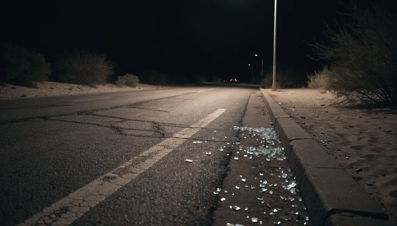 Avenida oscura del este de Palmdale despues de un choque y fuga