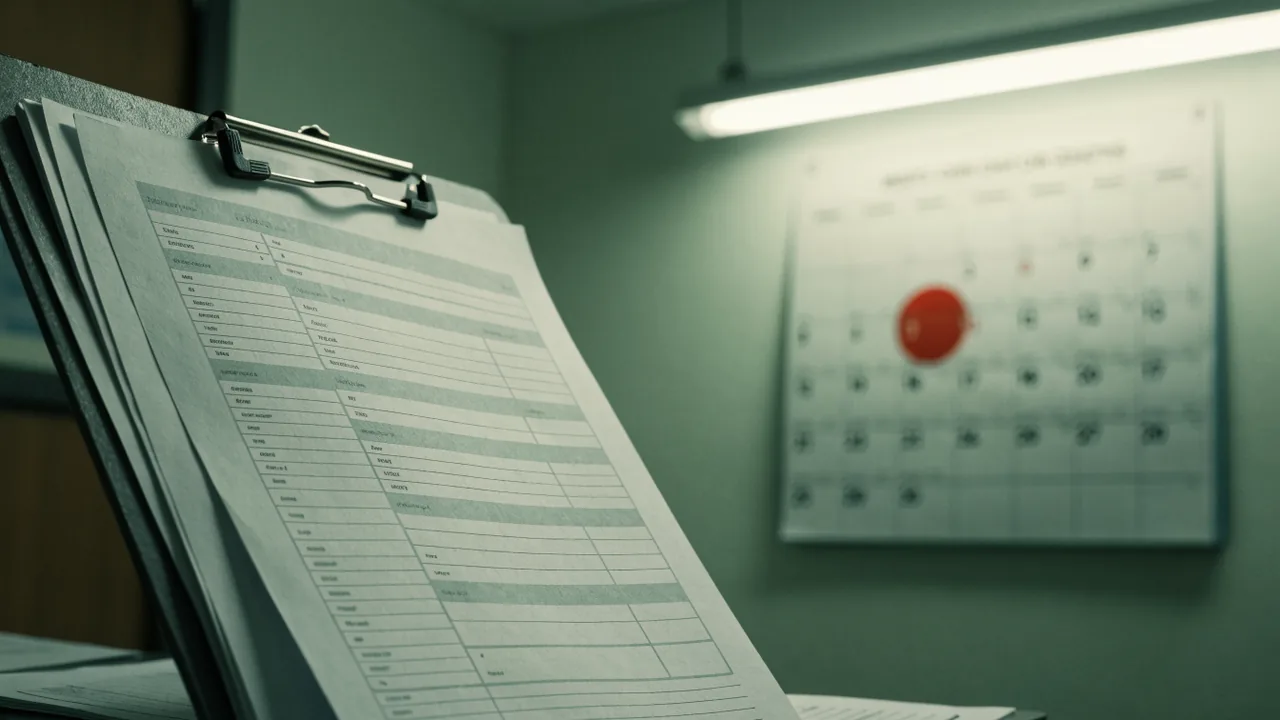 Formulario SR-1 del DMV de California con el plazo de diez dias marcado en un calendario