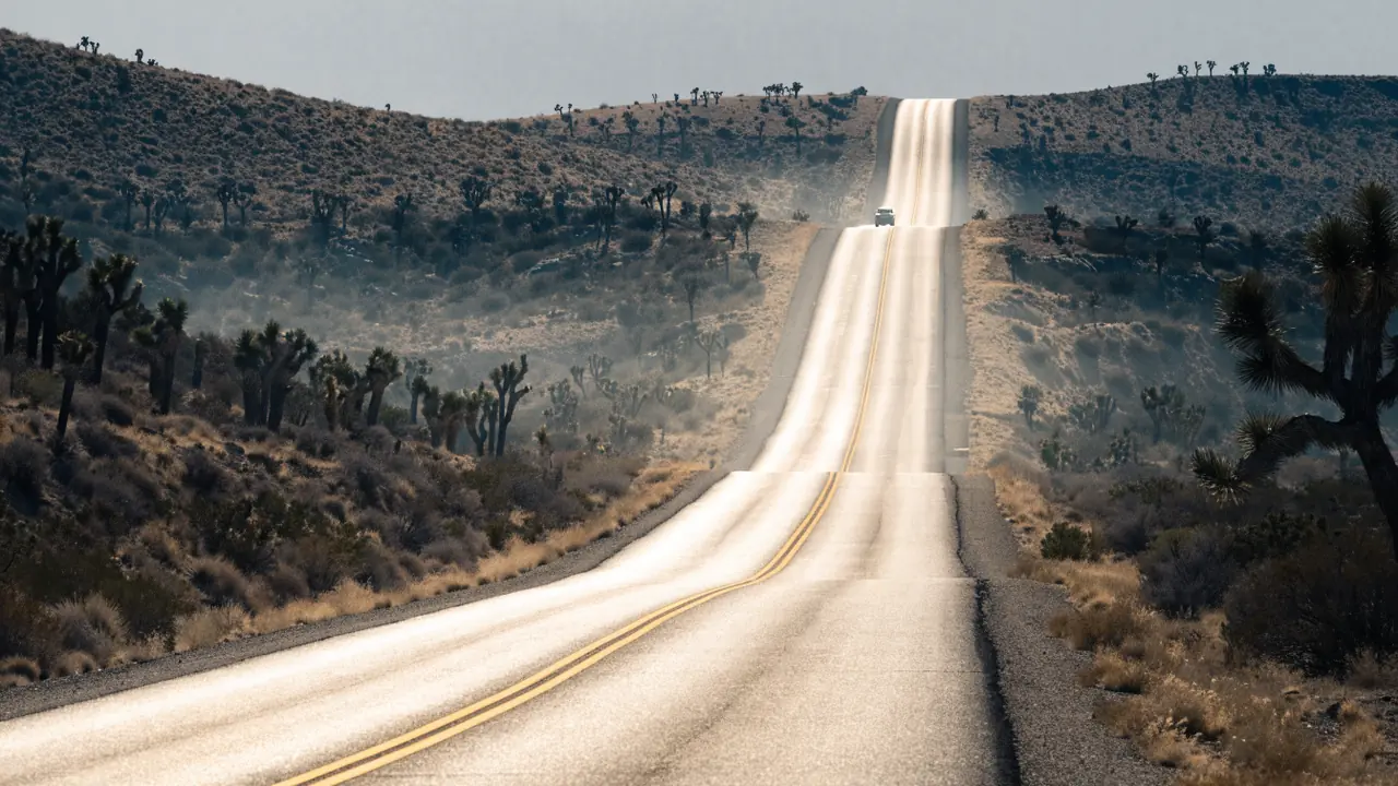 Tramo de dos carriles de la carretera 138 Pearblossom Highway al este de Palmdale donde ocurren choques de frente